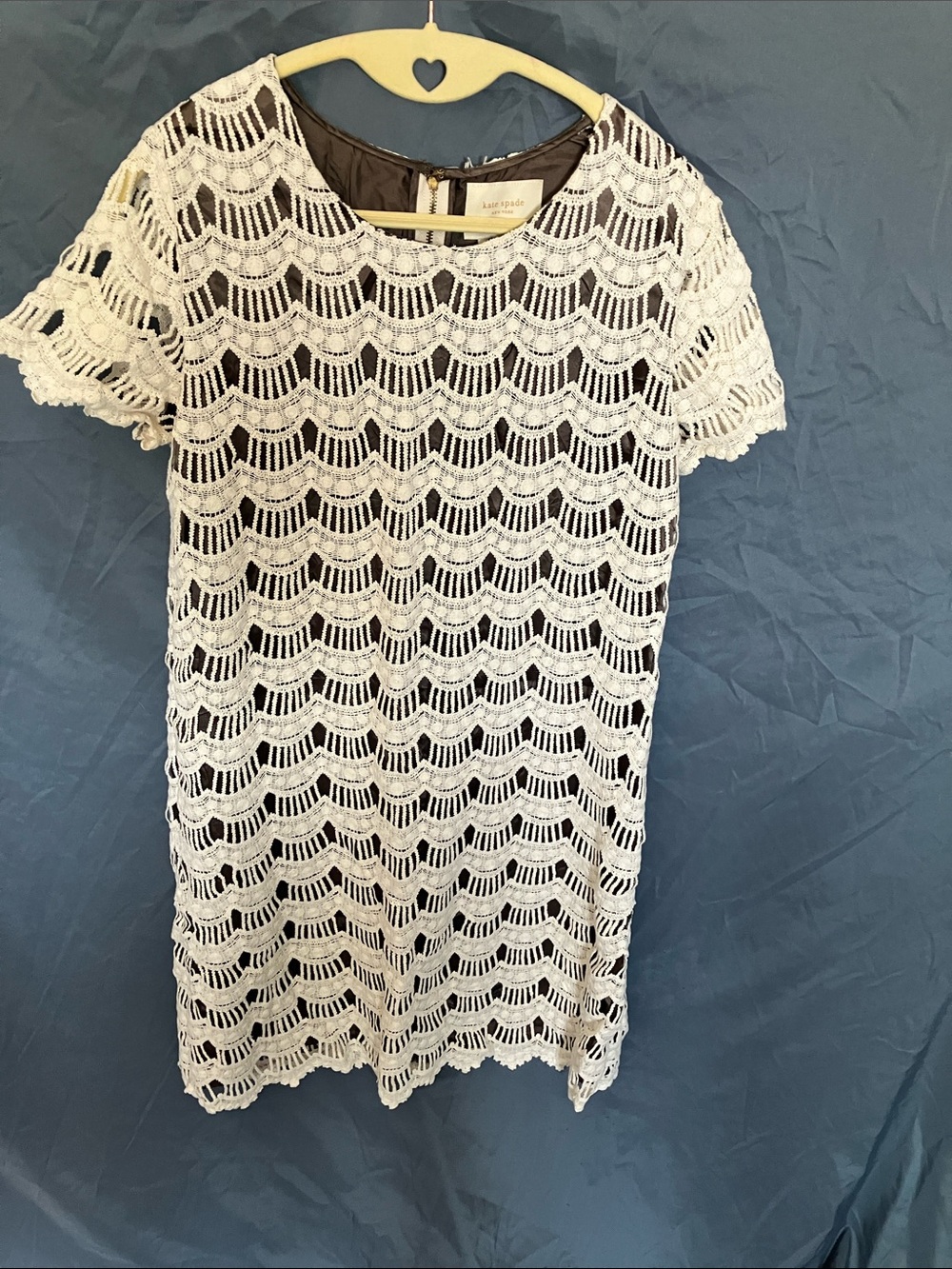 kate spade White Scalloped Crochet Lace Short Sleeve Tunic